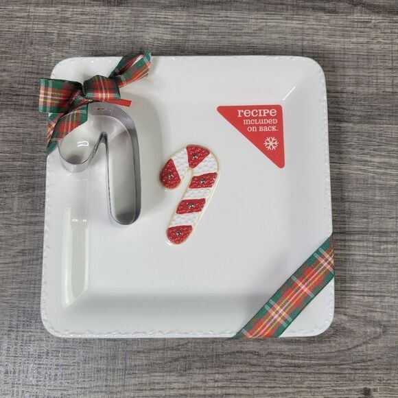 Hallmark Candy Cane‎ Sugar Cookie Recipe Plate - Picture 1 of 5